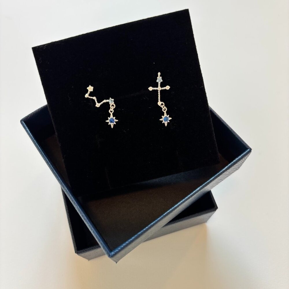NEW 18K Gold Plated Sterling Silver‎ Constellation Star Earrings New in Box Gift